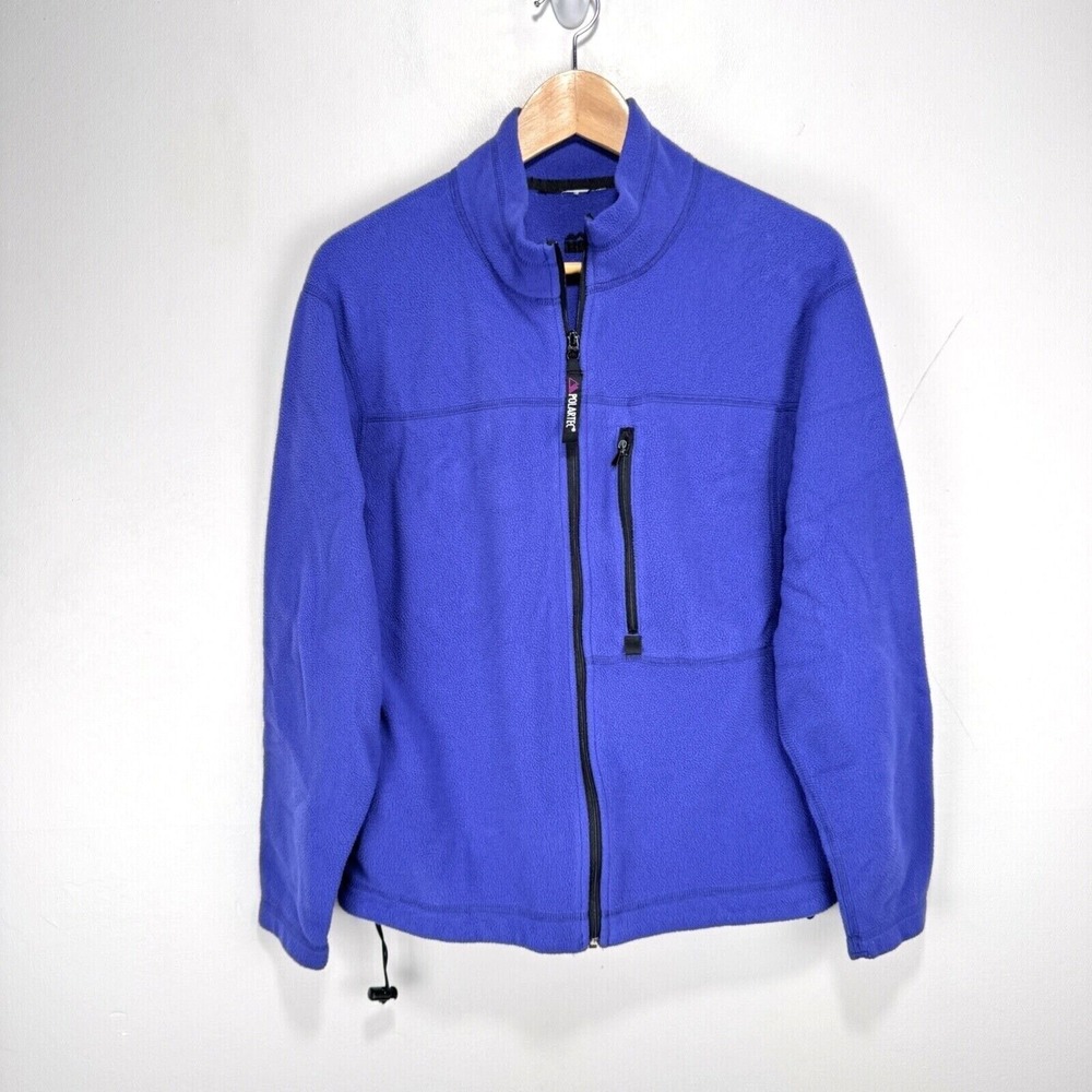 Vintage REI Polartec Fleece Jacket Men Small Blue Purple Full Zip Pockets‎ Cinch